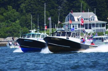 July lobster boat races wrap up at Harpswell Gold Digger, at 40.8 mph, edges out Danica Hailey at the Harpswell, Me., lobster boat races July 29, 2019. Jon Johansen photo.