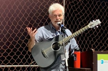 FisherPoets at Pacific Marine Expo Guitarist Brad Warren performed at Saturday's FisherPoets readings at Pacific Marine Expo. Kirk Moore photo.