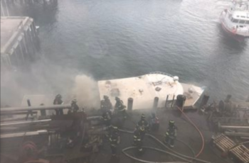 Fishing boat burns in Portland, Maine