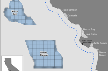 Offshore wind energy watchdogs expanding to West Coast Two potential wind energy development areas have been identified off California's Morro Bay and Diablo Canyon. BOEM image.