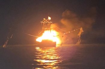 Louisiana fishermen’s advocate survives boat fire George Barisich's boat Peruga burned and sank Jan. 2, 2020. Photo courtesy George Barisich.
