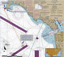 The Imperial was heading to pick up its last crab pots when it crashed onto rocks at Point Reyes. NTSB image.