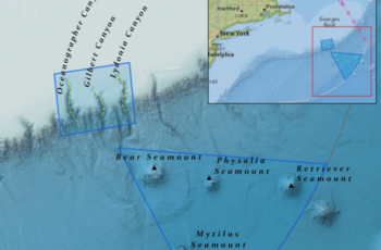 Fishermen consider next move after court upholds Atlantic national monument The Northeast Canyons and Seamounts Marine National Monument covers 5,000 square miles south of Georges Bank. NOAA image.
