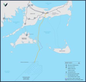 Vineyard Wind is an 800-megawatt offshore wind turbine array planned south of Martha's Vineyard, Mass. Vineyard Wind image.